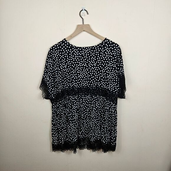 Torrid Babydoll Button-Front Top. Black & White 3X - Picture 9 of 12